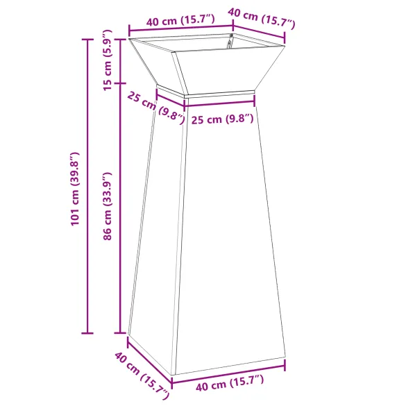 Suport Plantă Metal Verde Oliv 40x40x101 cm | Livrare Gratuită