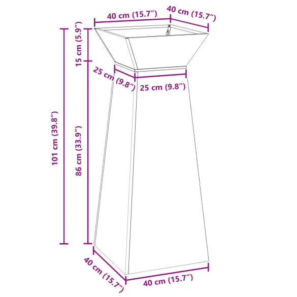 Suport Plante Oțel Galvanizat 40x40x101cm | Interior/Exterior