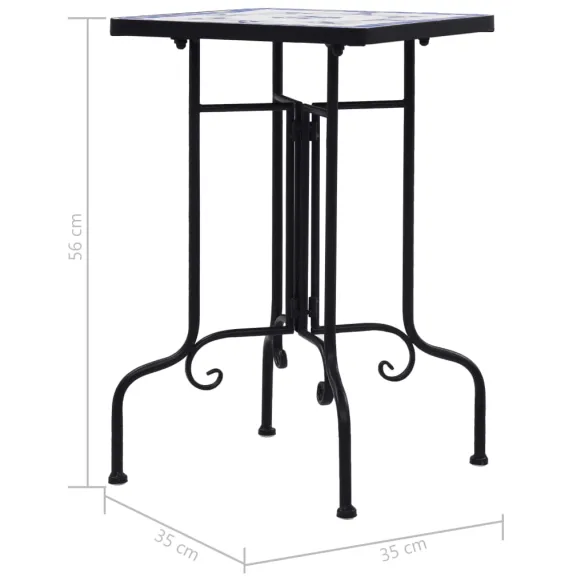 Masă Laterală Mozaic Ceramică Albastru Alb | Livrare Gratuită