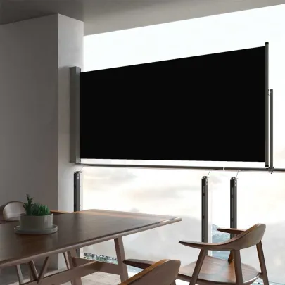Copertină Laterală Retractabilă Terasă - Negru 60x300 cm