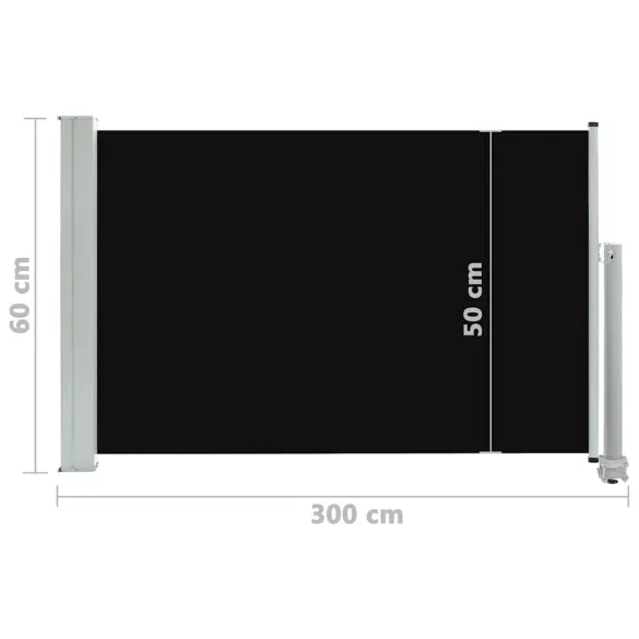Copertină Laterală Retractabilă Terasă - Negru 60x300 cm