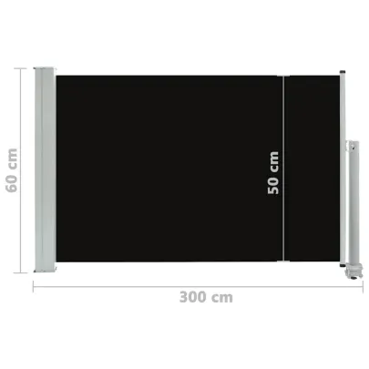 Copertină Laterală Retractabilă Terasă - Negru 60x300 cm