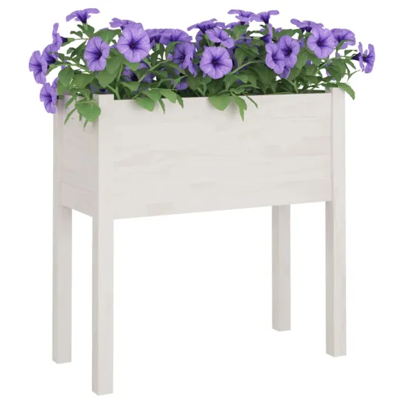 Jardinieră Grădină Albă Lemn Masiv de Pin | Livrare Gratuită