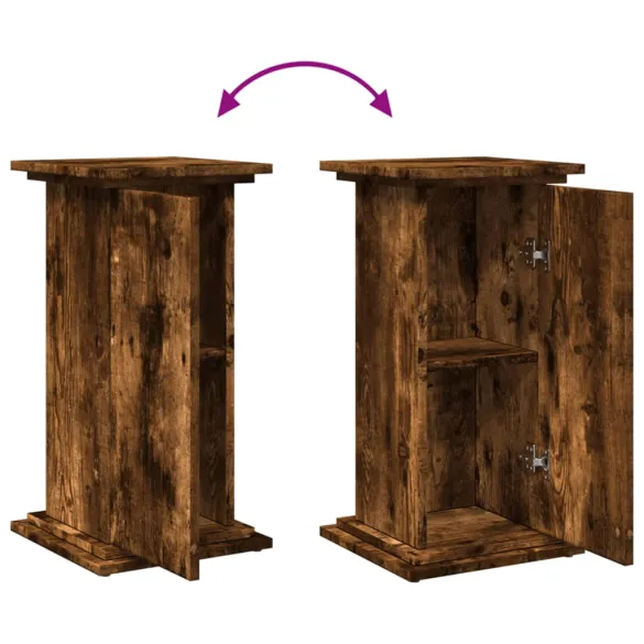 Suport prezentare cu depozitare lemn stejar fumuriu 60 cm