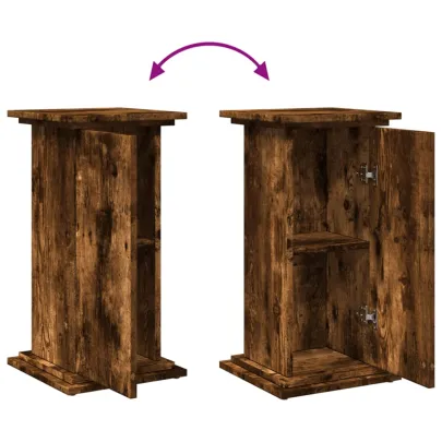 Suport prezentare cu depozitare lemn stejar fumuriu 60 cm