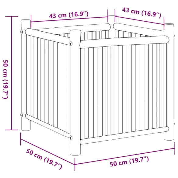 Jardinieră Bambus 50x50x50 cm - Livrare Gratuită