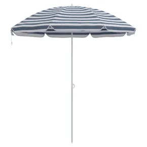 Umbrelă Plajă 300 cm, Cadru Metalic - Albastru & Alb 2