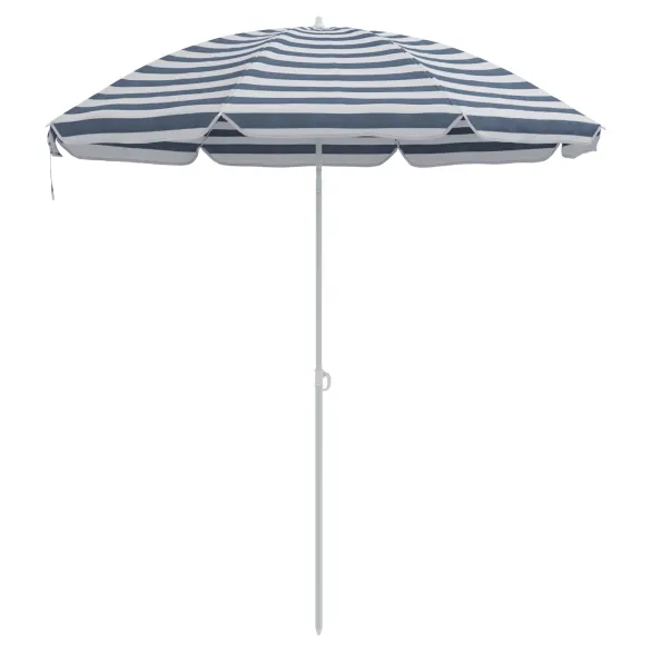 Umbrelă Plajă 300 cm, Cadru Metalic - Albastru & Alb