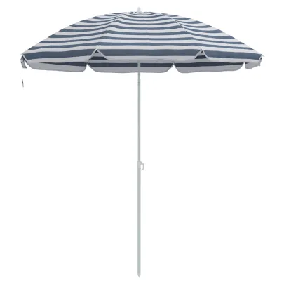 Umbrelă Plajă 300 cm, Cadru Metalic - Albastru & Alb