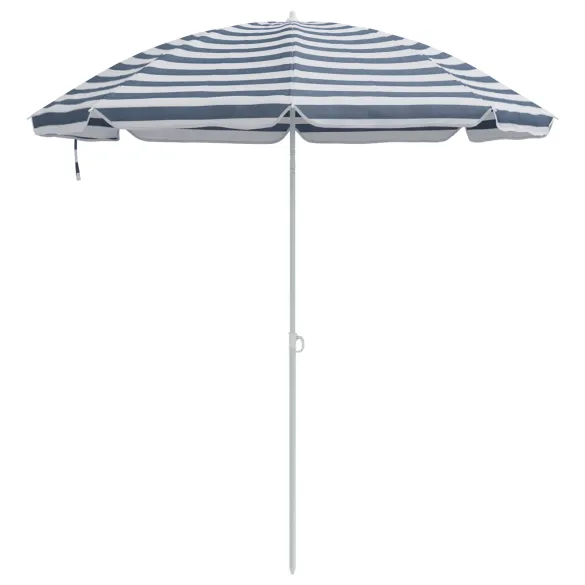 Umbrelă Plajă 300 cm, Cadru Metalic - Albastru & Alb