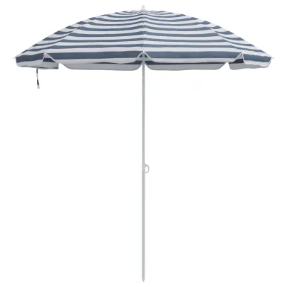 Umbrelă Plajă 300 cm, Cadru Metalic - Albastru & Alb