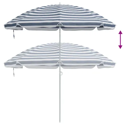 Umbrelă Plajă 300 cm, Cadru Metalic - Albastru & Alb