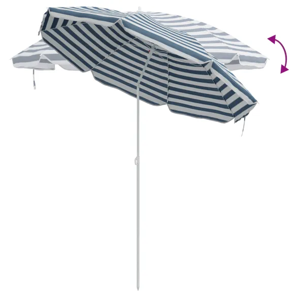 Umbrelă Plajă 300 cm, Cadru Metalic - Albastru & Alb