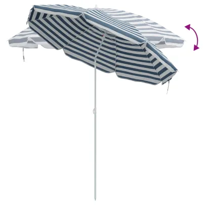 Umbrelă Plajă 300 cm, Cadru Metalic - Albastru & Alb