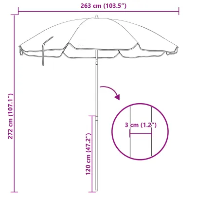 Umbrelă Plajă 300 cm, Cadru Metalic - Albastru & Alb