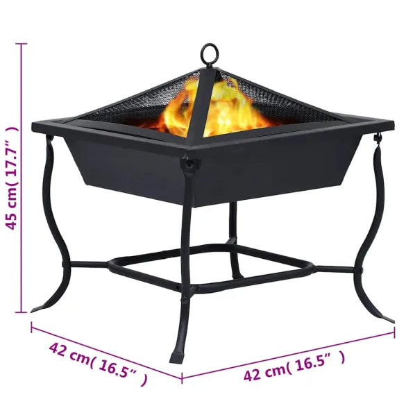 Vatră de Foc Exterior - Negru, Oțel | Livrare Gratuită Vatră de Foc Exterior - Negru, Oțel | Livrare Gratuită