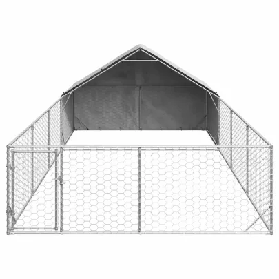 Canisă Câini Exterior 7x3x1.9m cu Acoperiș și Alergare