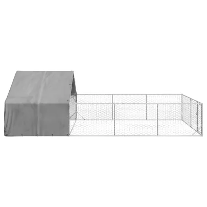 Canisă Câini Exterior 7x3x1.9m cu Acoperiș și Alergare
