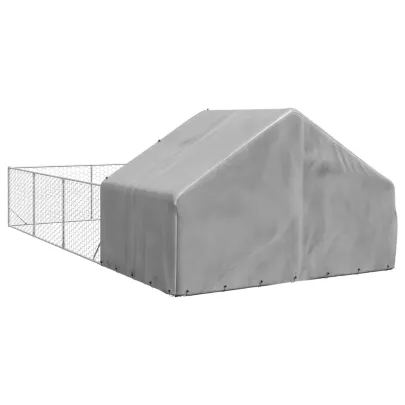 Canisă Câini Exterior 7x3x1.9m cu Acoperiș și Alergare