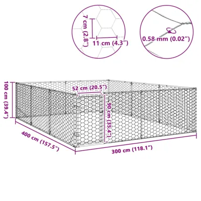 Canisă Exterior Câini 3x4x1m Oțel Galvanizat - Livrare Gratuită