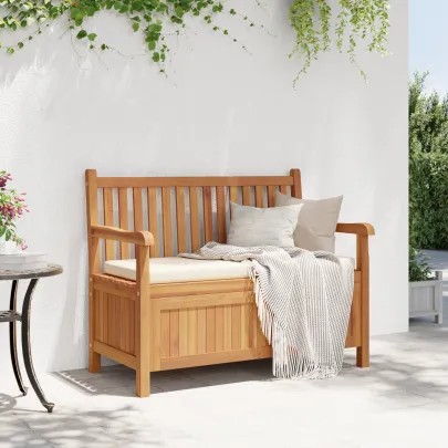 Bancă Grădină cu Depozitare și Șemineu - Lemn de Tec | Livrare Gratuită