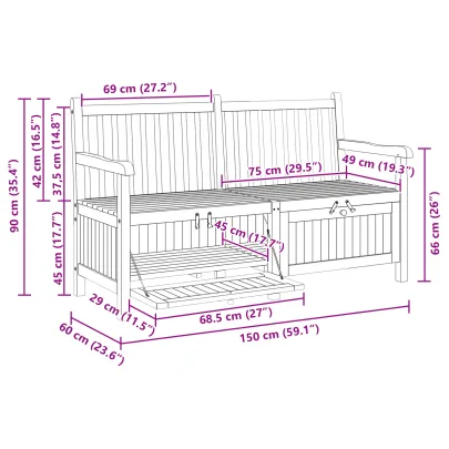 Bancă grădină cu șemineu și depozitare - Lemn tec | Livrare gratuită
