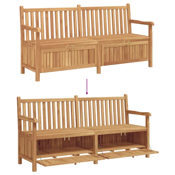Bancă Grădină cu Depozitare - Lemn de Tec | Livrare Gratuită