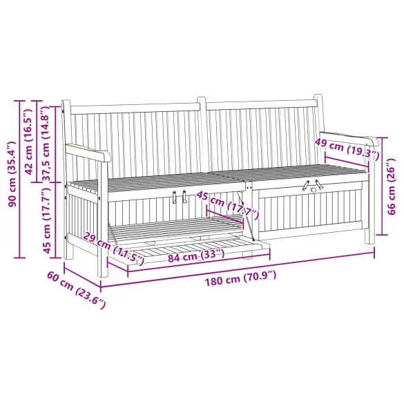 Bancă Grădină cu Depozitare - Lemn de Tec | Livrare Gratuită