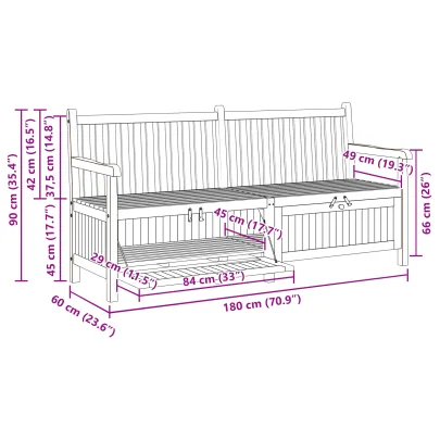 Bancă Grădină cu Depozitare - Lemn de Tec | Livrare Gratuită