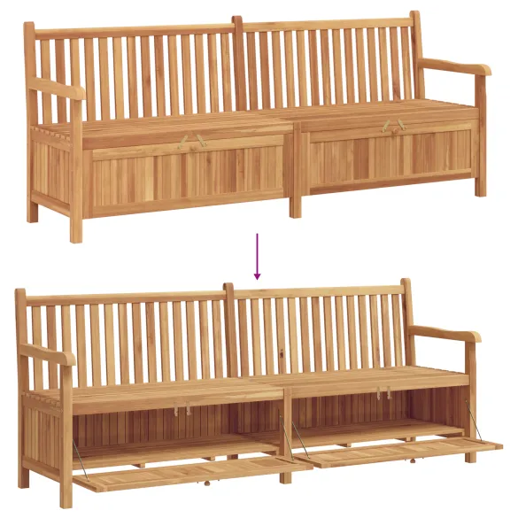 Bancă Grădină cu Depozitare și Șemineu | Lemn de Tec