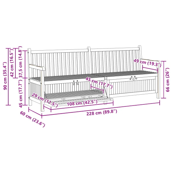 Bancă Grădină cu Depozitare și Șemineu | Lemn de Tec