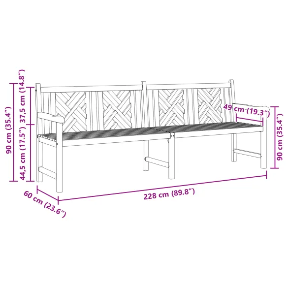 Bancă de Grădină Maro Lemn Masiv de Tec - Livrare Gratuită