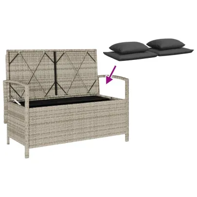 Bancă de depozitare grădină polirattan gri - Livrare gratuită