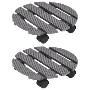 Suporturi cu Role pentru Plante | Gri | Ø30x7,5 cm | WPC