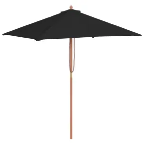 Umbrelă de grădină cu stâlp lemn - Negru - 150x200 cm 2