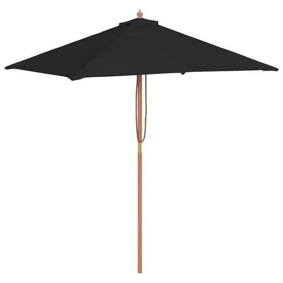 Umbrelă de grădină cu stâlp lemn - Negru - 150x200 cm