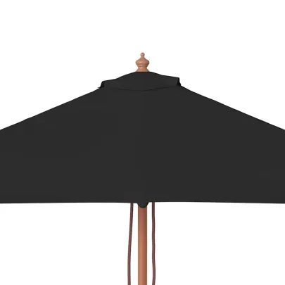 Umbrelă de grădină cu stâlp lemn - Negru - 150x200 cm