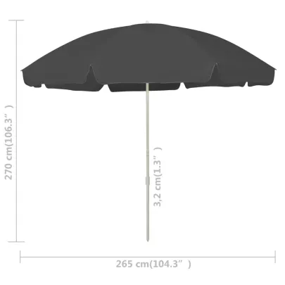 Umbrelă de plajă 300 cm antracit - Protecție UV și livrare gratuită