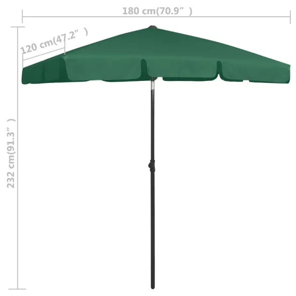 Umbrelă de Plajă Verde 180x120 cm - Livrare Gratuită