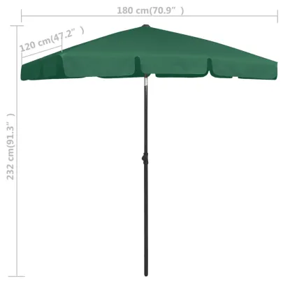 Umbrelă de Plajă Verde 180x120 cm - Livrare Gratuită