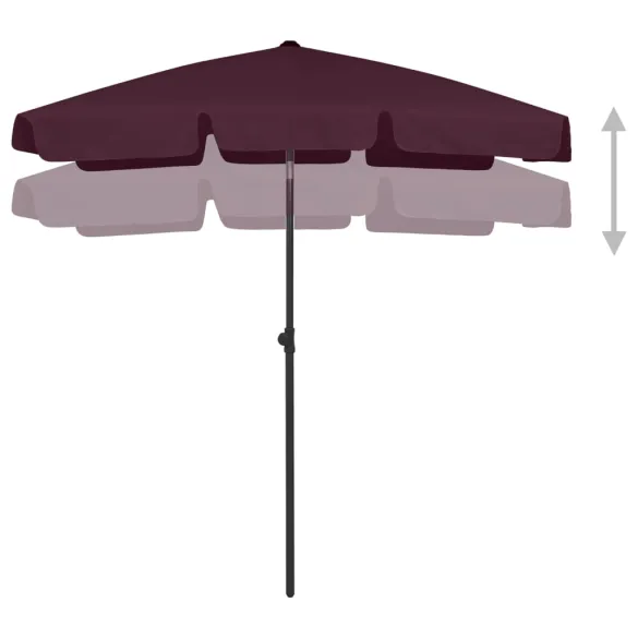 Umbrelă de plajă bordo, protecție UV, livrare gratuită