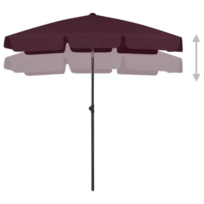Umbrelă de plajă bordo, protecție UV, livrare gratuită