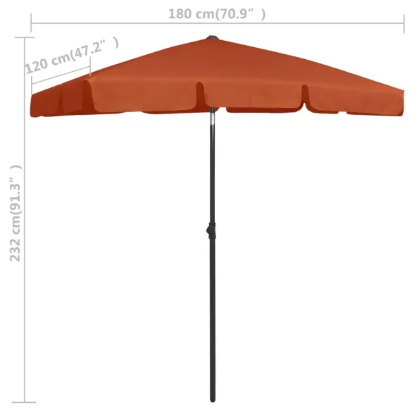 Umbrelă de Plajă Cărămizie - Protecție UV | Livrare Gratuită