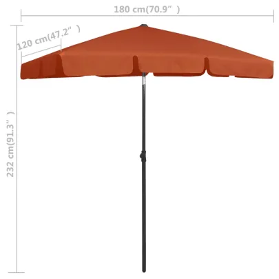 Umbrelă de Plajă Cărămizie - Protecție UV | Livrare Gratuită