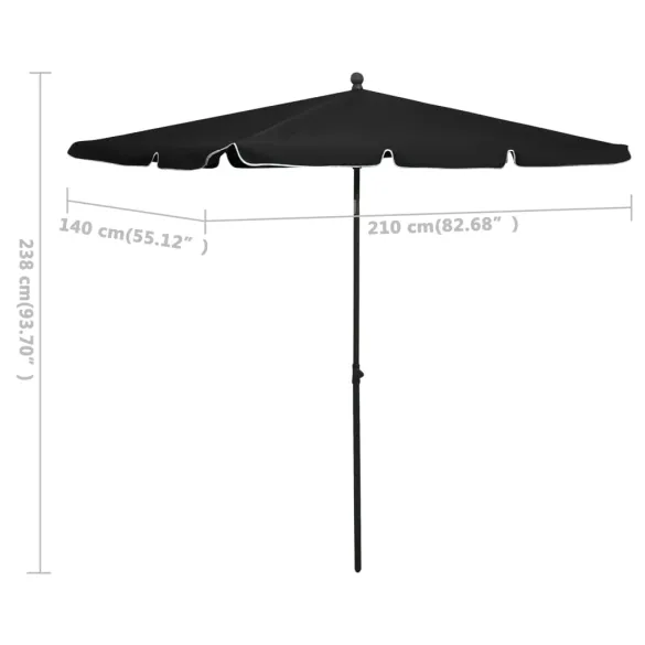 Umbrelă Grădină Stâlp Negru - Protecție UV | Livrare Gratuită