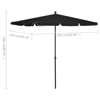 Umbrelă Grădină Stâlp Negru - Protecție UV | Livrare Gratuită