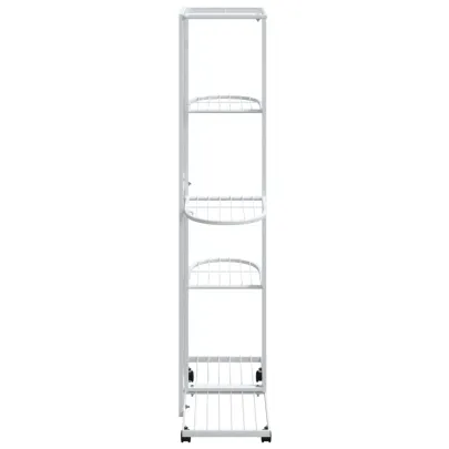 Suport Flori 5 Etaje cu Roti Alb - Fier Rezistent