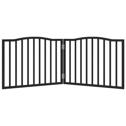 Poartă Pliabilă Câini - Negru, 160 cm, Lemn de Plop | Livrare Gratuită