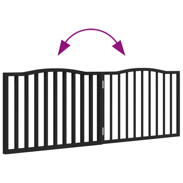 Poartă Pliabilă Câini - Negru, 160 cm, Lemn de Plop | Livrare Gratuită