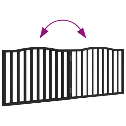 Poartă Pliabilă Câini - Negru, 160 cm, Lemn de Plop | Livrare Gratuită